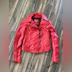 Diesel Women’s Red Lamb Leather Jacket Size S